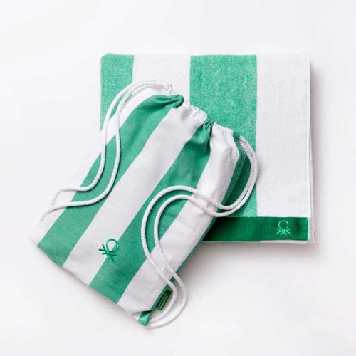 Комплект плажна кърпа и раница Benetton Casa Picnic 90х160 см зелено и бяло - 4