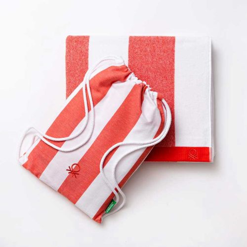 Комплект плажна кърпа и раница Benetton Casa Picnic 90х160 см червено и бяло - 5