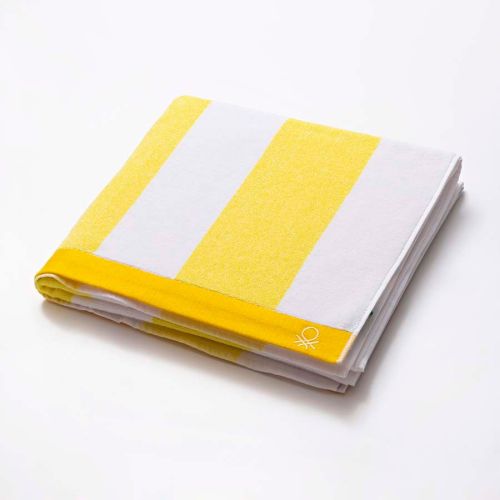 Комплект плажна кърпа и раница Benetton Casa Picnic 90х160 см жълто и бяло  - 2