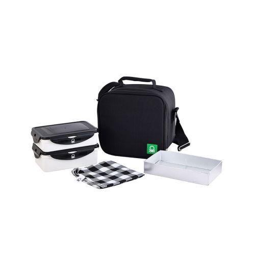 Чанта за обяд с кутии за храна Benetton Black and White  - 3