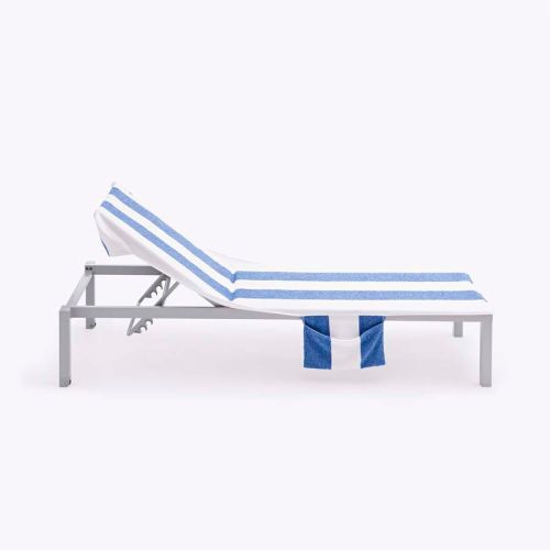 Плажна кърпа за шезлонг с джоб Benetton Casa 70х200 см синьо и бяло  - 7