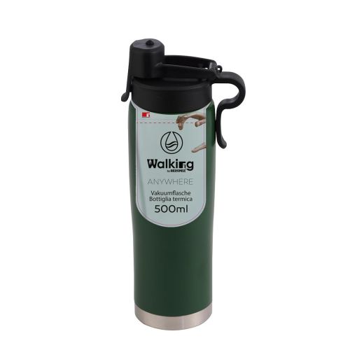 Метална вакуумна бутилка за вода 500 мл Bergner Walking anywhere зелена - 1
