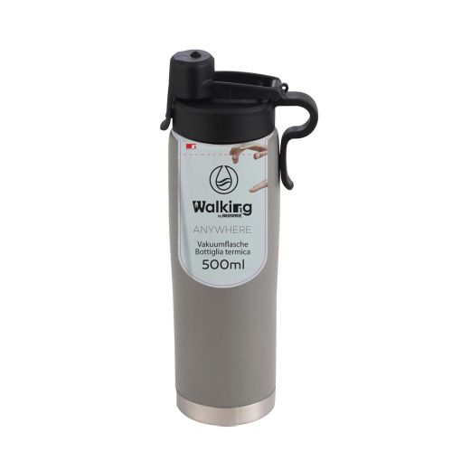 Метална вакуумна бутилка за вода 500 мл Bergner Walking anywhere сива - 1