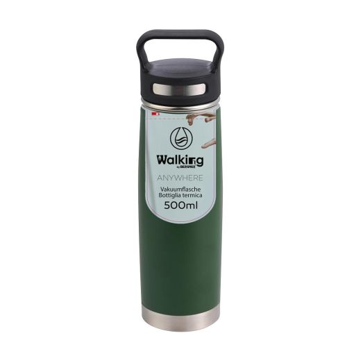 Метална вакуумна термо бутилка 500 мл Bergner Walking anywhere зелена - 1