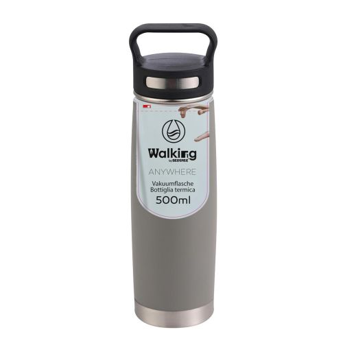 Метална вакуумна термо бутилка 500 мл Bergner Walking anywhere сива - 1