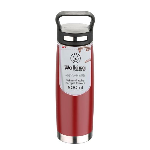 Метална вакуумна термо бутилка 500 мл Bergner Walking anywhere червена - 1