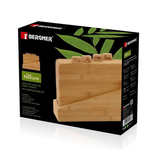Комплект бамбукови дъски за рязане 4 броя + поставка Bergner Nature - 2