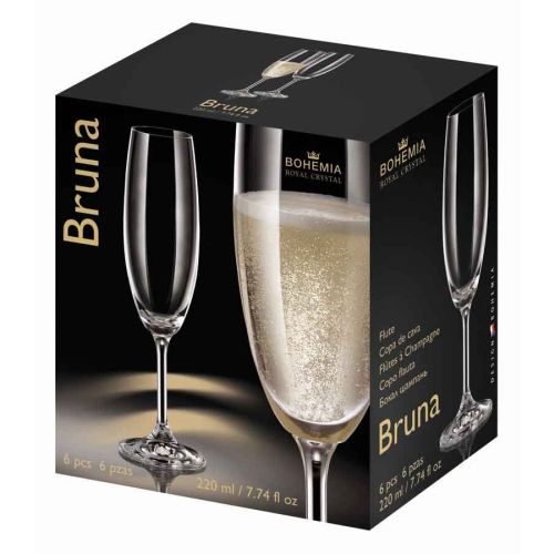 Комплект 6 чаши за шампанско Bohemia Crystal Bruna 220 мл - 2
