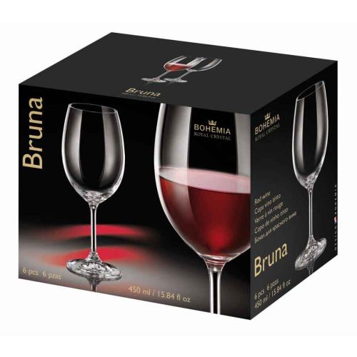 Комплект 6 чаши за червено вино Bohemia Crystal Bruna 450 мл - 2