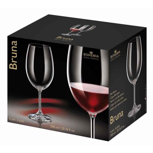 Комплект 6 чаши за червено вино Bohemia Crystal Bruna 590 мл - 2