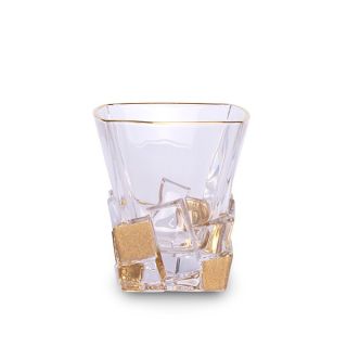 Кристални чаши за уиски Bohemia Crack Golden Ice 6 броя 310 мл