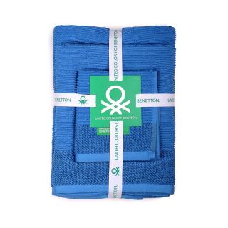 Комплект 3 кърпи за баня Benetton Casa в синьо