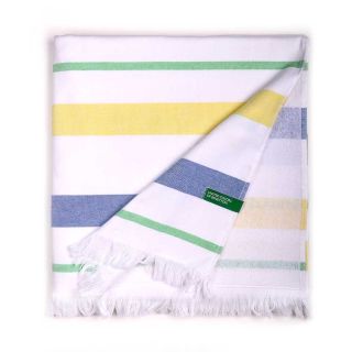 Кърпа Hammam за плаж фитнес сауна баня Benetton Casa 90x160 см бяло синьо и жълто зелено