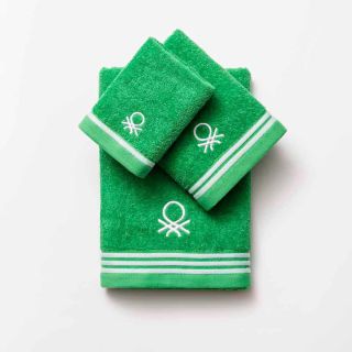 Комплект 3 кърпи за баня с лого Benetton Casa зелени