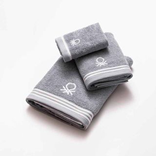 Комплект 3 кърпи за баня с лого Benetton Casa сиви