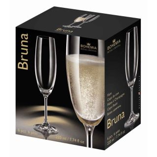 Комплект 6 чаши за шампанско Bohemia Crystal Bruna 220 мл
