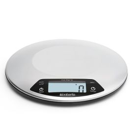 Везна кухненска Brabantia Matt Steel, дигитална, с таймер, кръгла