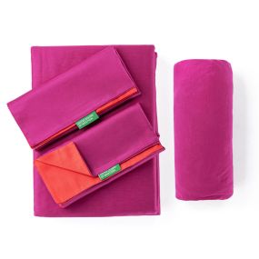 Спален комплект Benetton Rainbow 4 части двулицев лилаво и червено