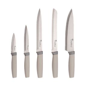 Комплект 5 броя ножове с поставка Cheffino бяло