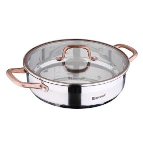 Плитка тенджера Bergner Copper неръждаема стома 28х7 см 3.8 л, с капак