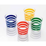 Комплект 4 чаши за вода Benetton Rainbow 345мл  цветни ивици