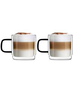 Комплект 2 броя двустенни чаши за лате Vialli Design Carbon 350 мл