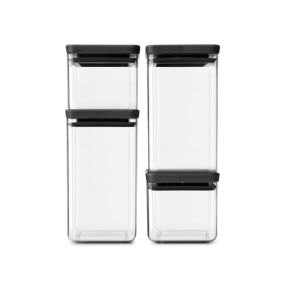 Комплект буркани Brabantia Tasty+ (2х0.7L и 2x1.6L) Dark Grey Lid