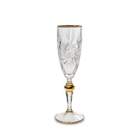 Чаши за шампанско Bohemia  Pinwheel Matt Cut and Gold 180 мл 6 броя