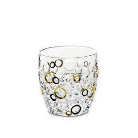 Чаши за уиски Bohemia Lisboa Gold and Black Circles 350 мл 6 броя