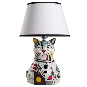 Декоративна лампа Egan Wara 21.5х47 см котка в бяло