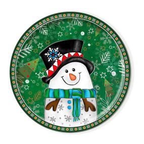 Плато кръгло Egan Christmas, снежен човек 31 см порцелан