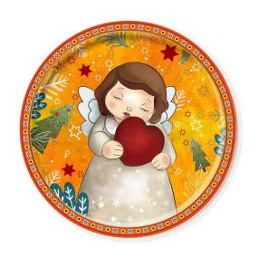 Плато кръгло Egan Christmas,Коледен ангел 31 см порцелан