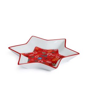 Плато Egan Christmas, 21х21 см червена звезда порцелан