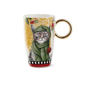 Чаша Egan Christmas, котка 440 мл порцелан