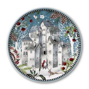 Кръгло плато Egan Christmas, Снежен град 31 см порцелан