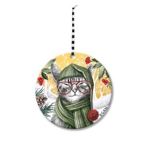 Коледна висулка за елха Egan Christmas, котка 7 см керамика