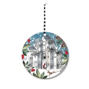 Коледна висулка за елха Egan Christmas, снежен град 7 см керамика