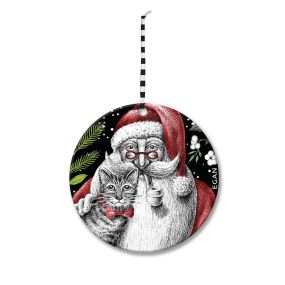 Коледна висулка за елха Egan Christmas, Дядо Коледа с котка 7 см
