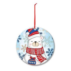Коледна висулка за елха Egan Christmas, Бяла мечка 7 см, керамика