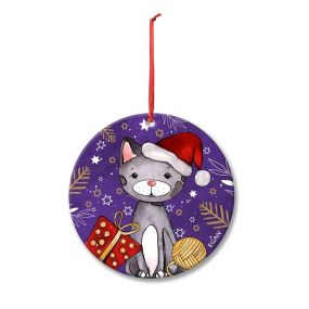 Коледна висулка за елха Egan Christmas, котка 7 см, керамика