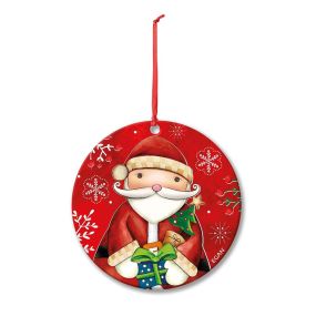 Коледна висулка за елха Egan Christmas, Дядо Коледа с подарък 7 см