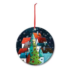 Коледна висулка за елха Egan Christmas, Коледно село 7 см, керамика