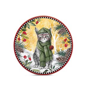 Подложка за горещи съдове Egan Christmas, Коледна котка 16 см керамика