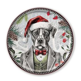 Кръгло плато Egan Christmas, Коледно куче 31 см порцелан