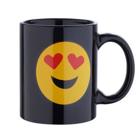 Черна чаша Emoticonworld 330 мл сърца