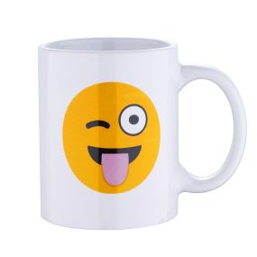 Бяла чаша Emoticonworld 330 мл намигащ 