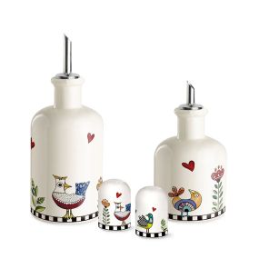 Комплект за олио, оцет, сол и пипер, Egan Cocorico, порцелан