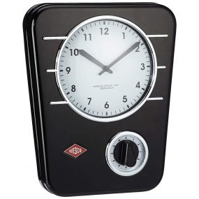 Стенен часовник с таймер Wesco Classic Line черен 