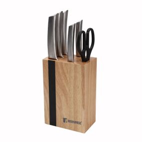 Дървен блок с ножове и ножица Bergner Keops Steel