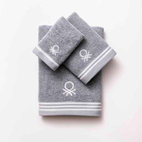 Комплект 3 бр кърпи Benetton Rainbow 30х50/50х90/70х140см сиви с лого